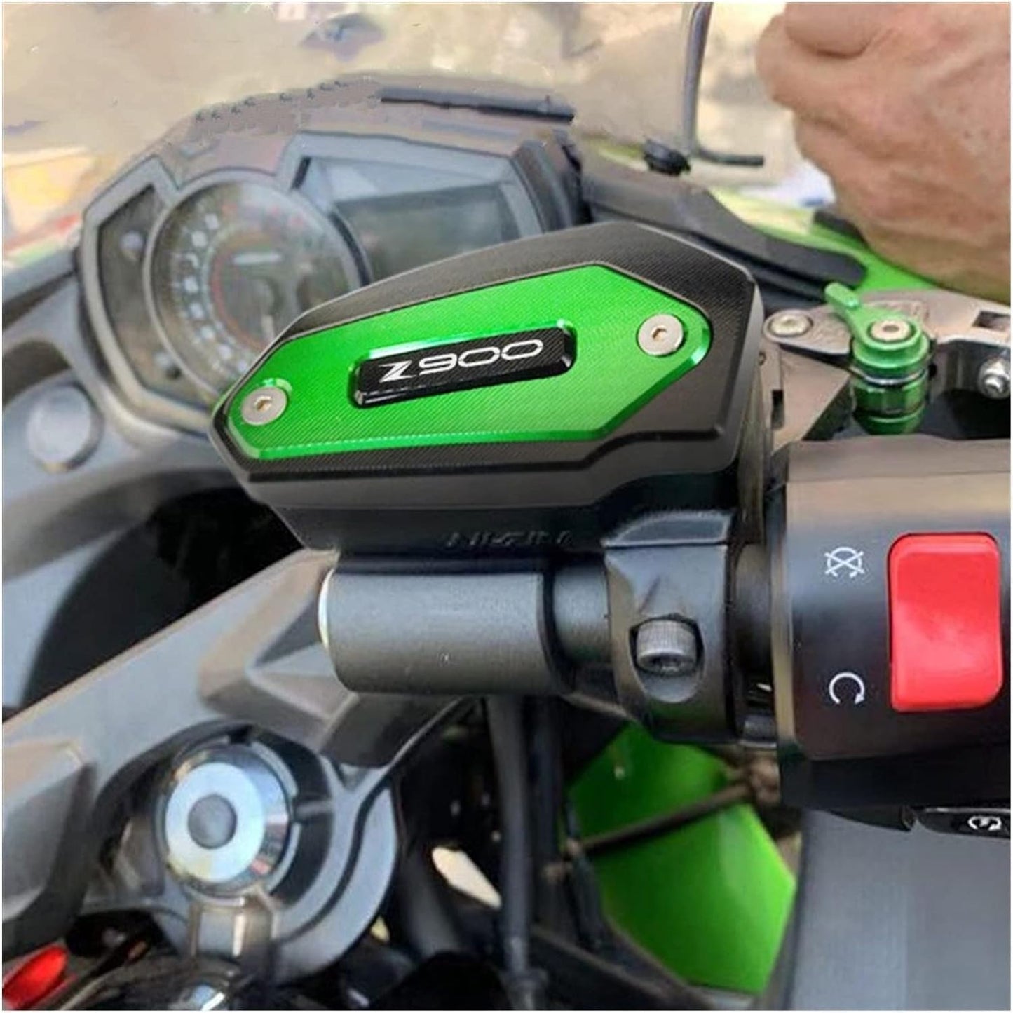 Vagary CNC Front And Rear Brake Fluid Cylinder Master Reservoir Cover Cap With Z Logo For Kawasaki Z900 (Green)