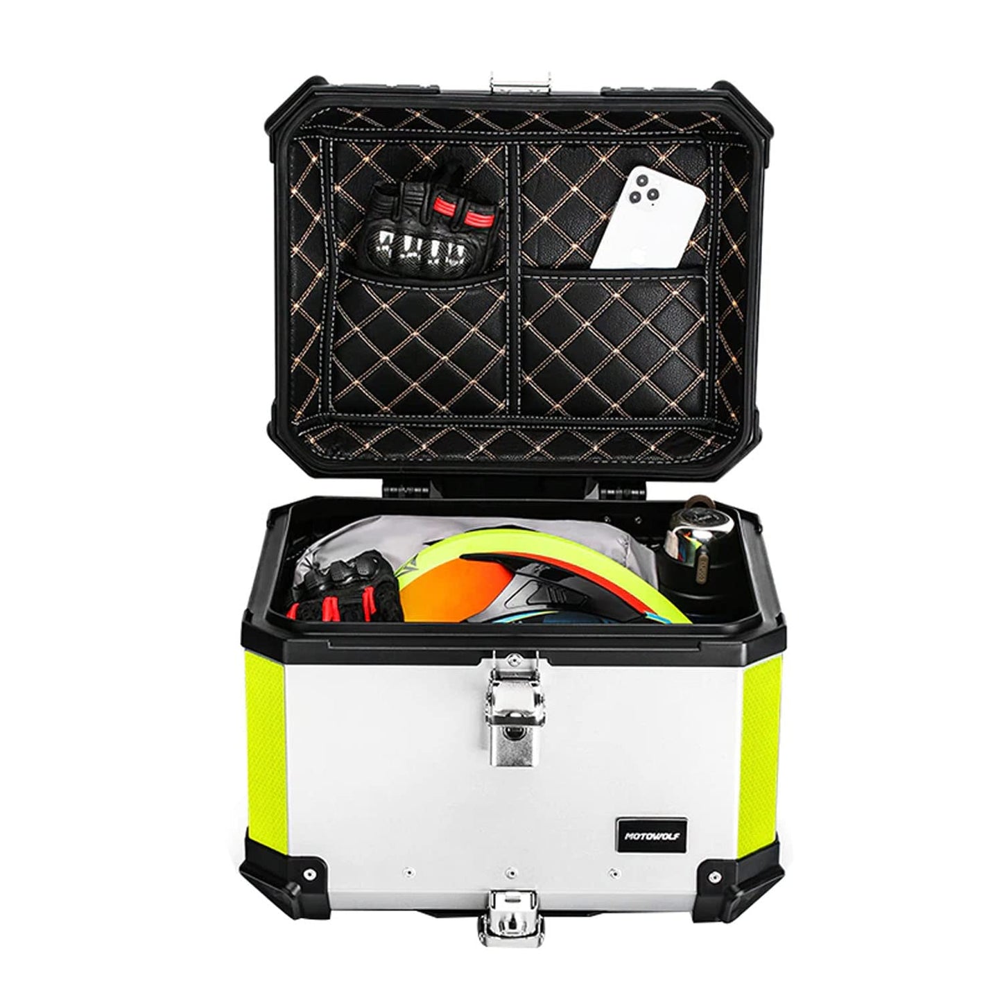 Vagary Metal Bike Storage Tail Top Box 45L Waterproof Luggage Case Hard Trunk Top Box For Himalayan (Silver)