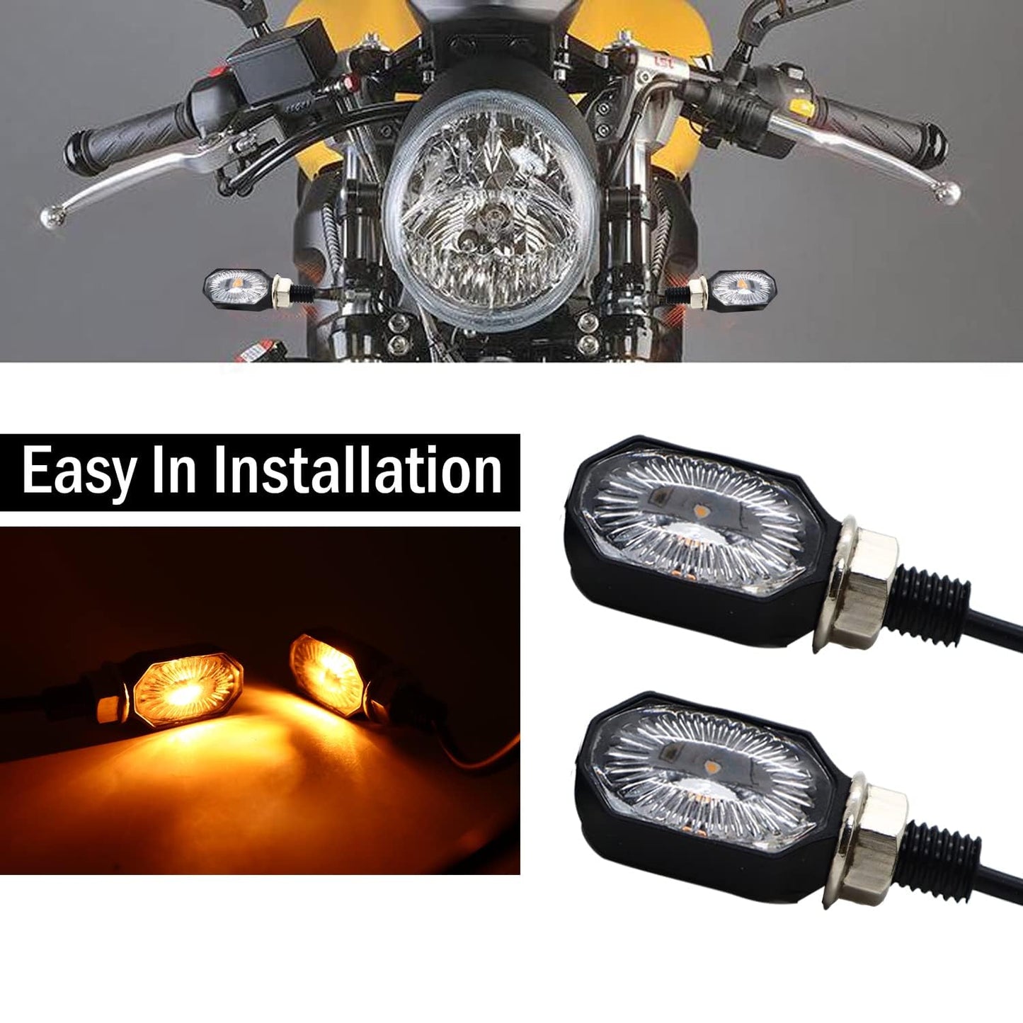 Vagary LED Amber Light Bike Turn Signal Indicator Mini Indicator for Bajaj, Hero, Honda, Yamaha, KTM, TVS, Suzuki Pulsar 200NS, Duke 200, R15 V3, R15 V4, Pulsar RS, Apache RTR 160, Pulsar N160