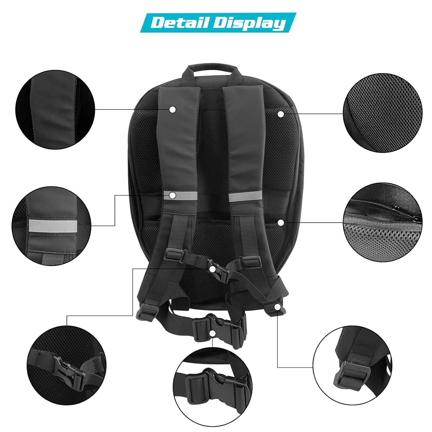 Vagary LED Backpack Laptop Bag Motorcycle Riding Backpack With Hard Shell Travel Bag LED Motorbike Luggage Bags High-Capacity Helmet, Waterproof Backpack Laptop Bag With Programmable Screen
