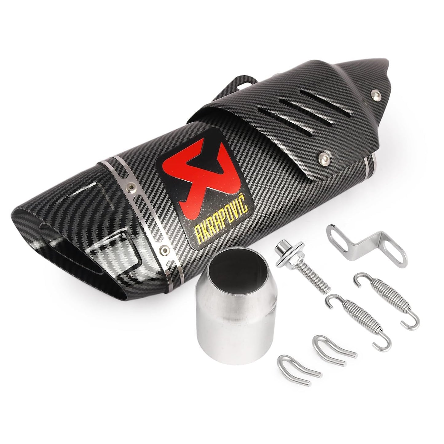Vagary Akrapovic Exhaust Universal Hexa Cut Slip On Exhaust Silencer Muffler Pipe (CARBON BLACK)