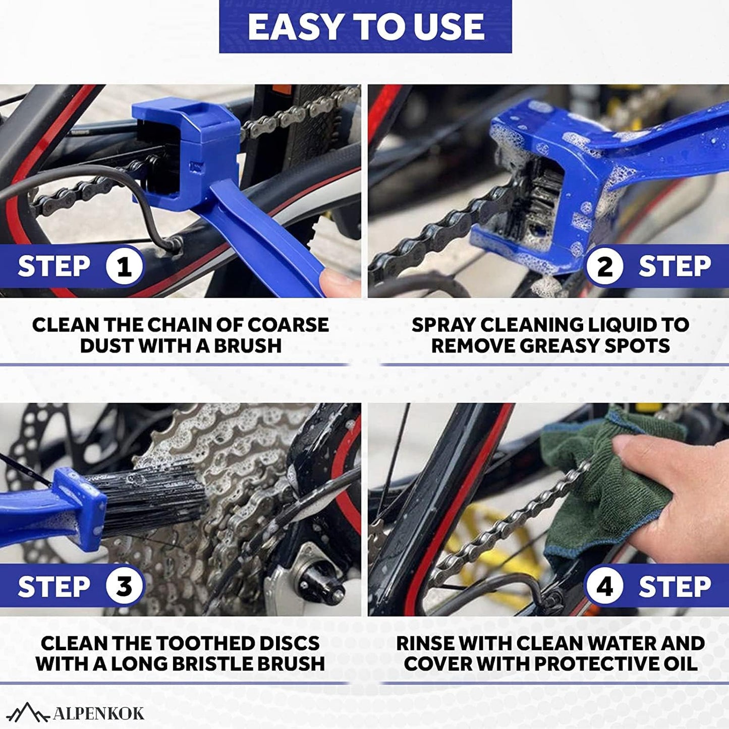 Vagary Multi-Purpose Bike & Bicycle Chain Cleaner Brush with Soft & Long Bristles for Mountain Bike Cleaning Kit Heavy Duty Motorcycle Chain Brush
