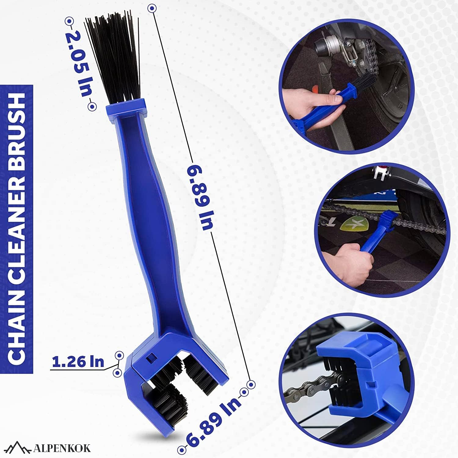 Vagary Multi-Purpose Bike & Bicycle Chain Cleaner Brush with Soft & Long Bristles for Mountain Bike Cleaning Kit Heavy Duty Motorcycle Chain Brush