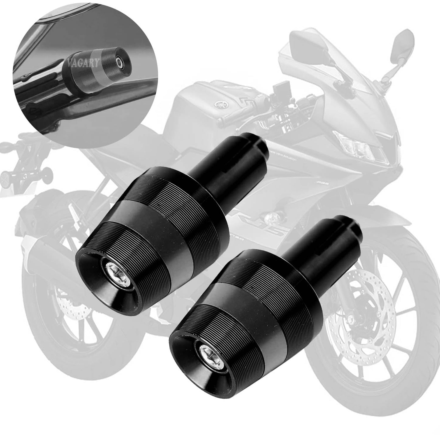 Vagary 7/8 Inch 22mm Motorcycle Handlebar Ends Plug Motorcycle Handlebar Ends Plug Grip Weights for Universal for Bike (Black)
