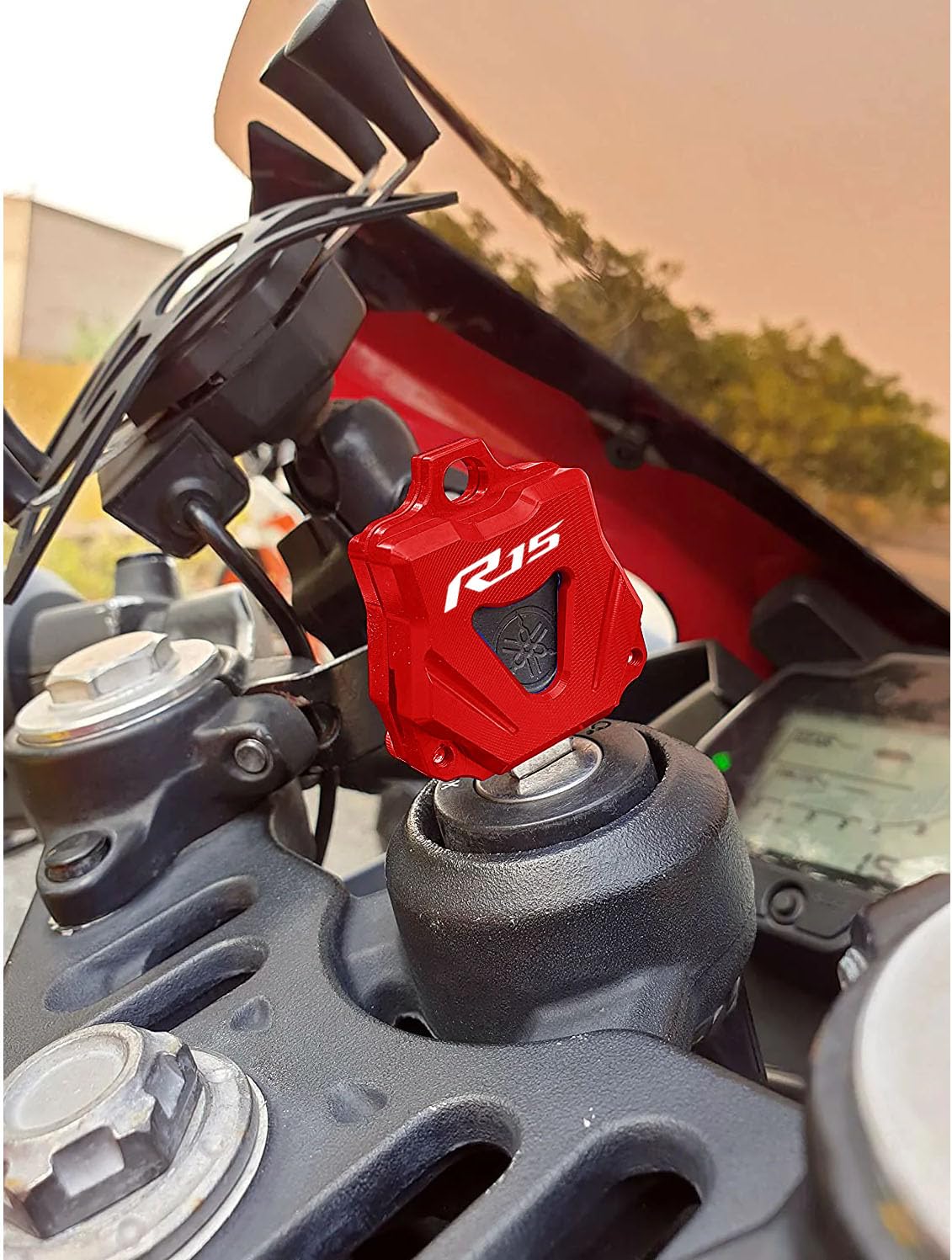 Vagary CNC Alumunium Key Cover for Yamaha R15 V4 / R15M/ R15V3/ V2 (Red)