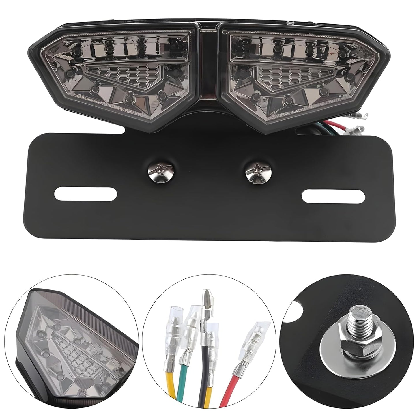 Vagary 40-LED 40W Motorcycle Tail Light Integrated Running Lamp Brake & Turn Signal Light with License Plate Bracket for Harly Motorcycle Street Bike (BLACK BODY)