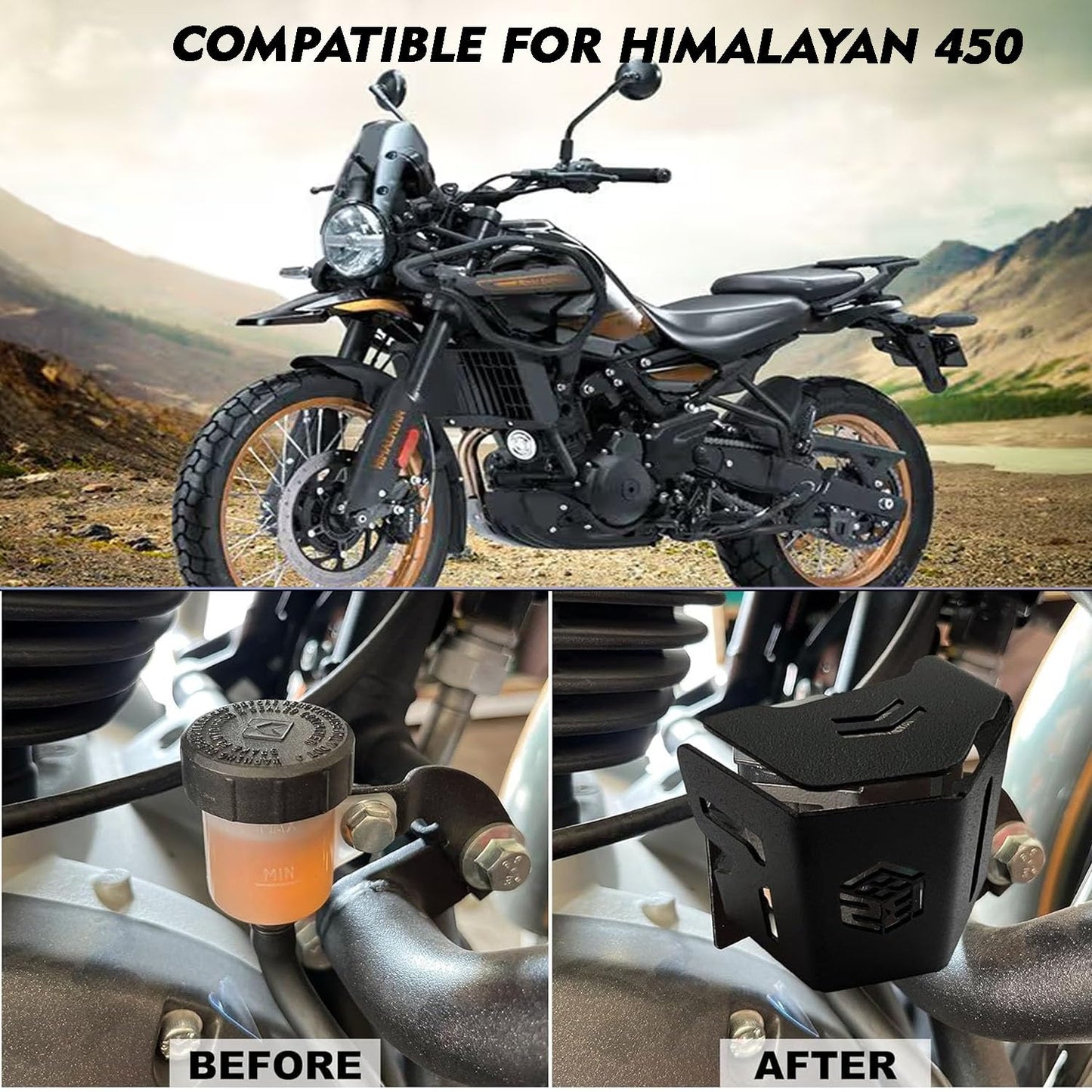 Vagary Rear Brake Oil Container Guard/Disc Oil Cap for RE Himalayan 450 (Black)