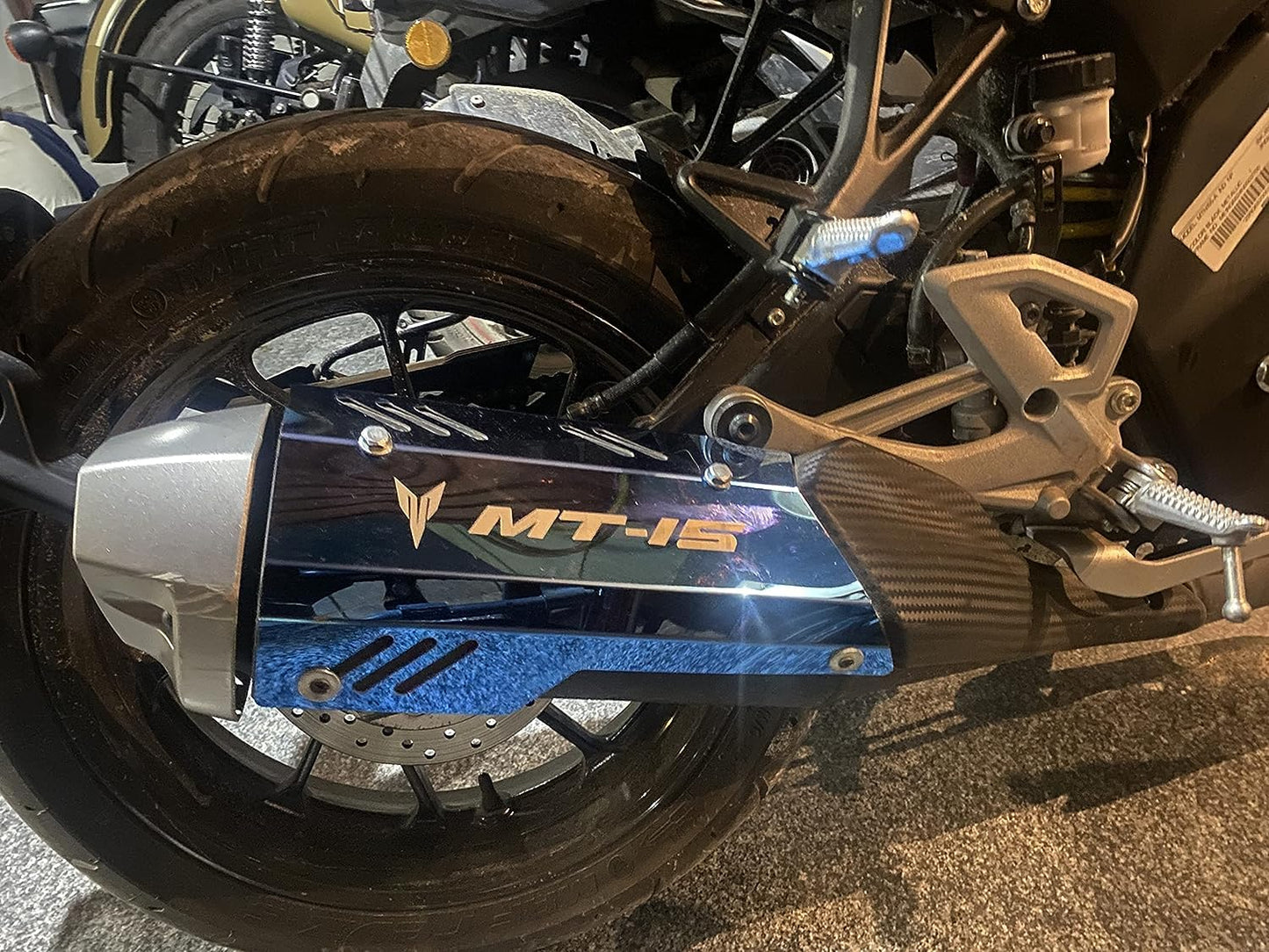 Vagary Exhaust Pipe Muffler Protector Heat Shield Cover Guard For Yahama MT 15 Bike Exhaust Cover (Blue)