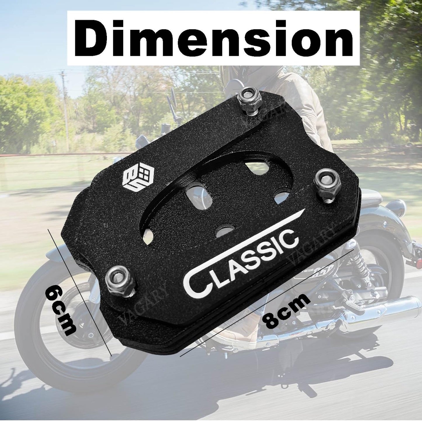 Vagary Stainless Steel Side Stand Extender for RE Reborn Classic 350 (Black)