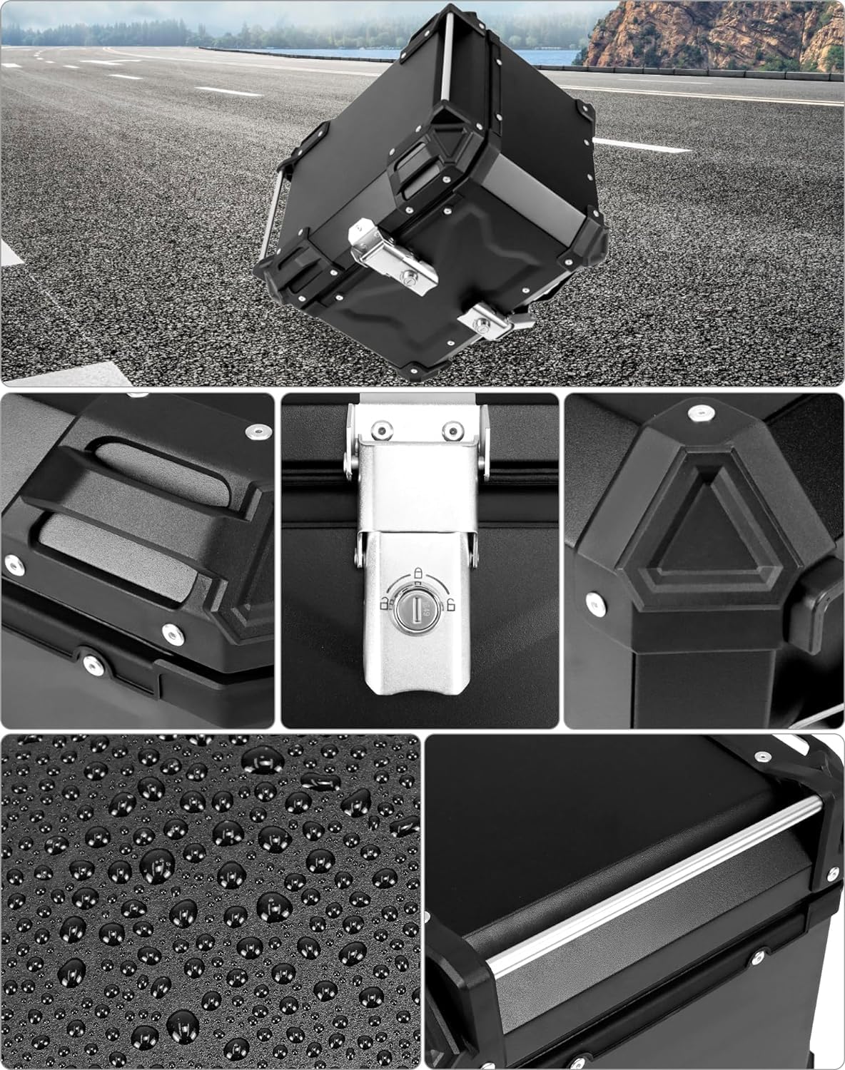 Vagary Metal Bike Storage Tail Top Box 45L Waterproof Luggage Case Hard Trunk Top Box For Himalayan (Silver)