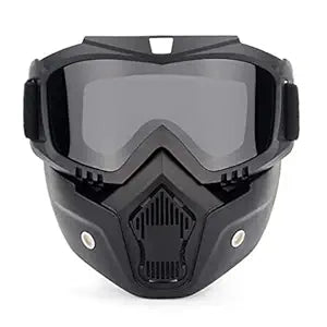 Vagary Goggles Mask Helmet Goggles Road Riding Uv Mouth Filter Cycling Goggles with Detachable Mask (One Size Black)