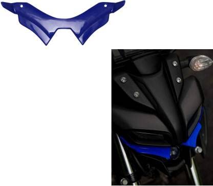Vagary Combo of Yamaha MT 15 Skull Design Metal Visor Windshield with Blue Winglet Bike Headlight Visor