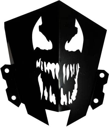 Vagary Combo of Yamaha MT 15 Skull Design Metal Visor Windshield with Black Winglet Bike Headlight Visor