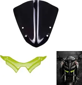 Vagary Combo of Yamaha MT 15 Imported Short Visor -Matte + MT 15 Winglet Green Bike Fairing Kit