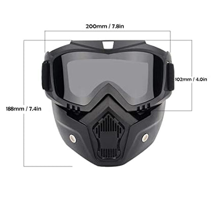 Vagary Goggles Mask Helmet Goggles Road Riding Uv Mouth Filter Cycling Goggles with Detachable Mask (One Size Black)