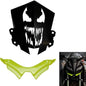 Vagary Combo of Yamaha MT 15 Skull Design Metal Visor Windshield with Green Winglet Bike Headlight Visor