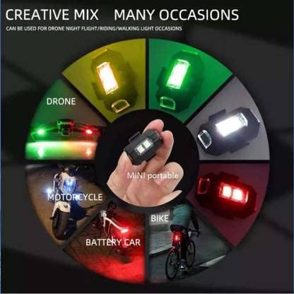 Vagary Multicolor Strobe Lights with USB Charging, Drone Flashing Strobe Light Back Up Lamp, License Plate Light, Reversing Light, Side Marker, Tail Light Car, Motorbike LED