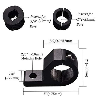 Vagary Aluminum Universal Fog Lamp Clamp/Motorcycle Spotlight Bracket Pack of 2 (Black)