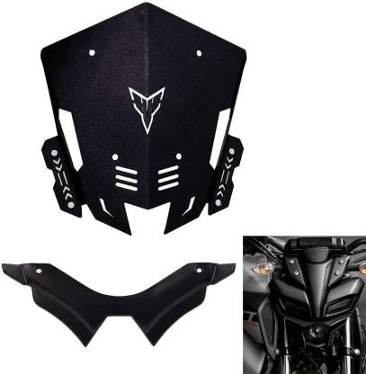 Vagary Combo of Black Metal Visor with Winglet for Yamaha MT 15 Bike Windshield