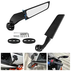 Vagary Adjustable Universal Motorcycle Mirror Modified Wind Wing Adjustable Rotating Rearview Mirror (Black)