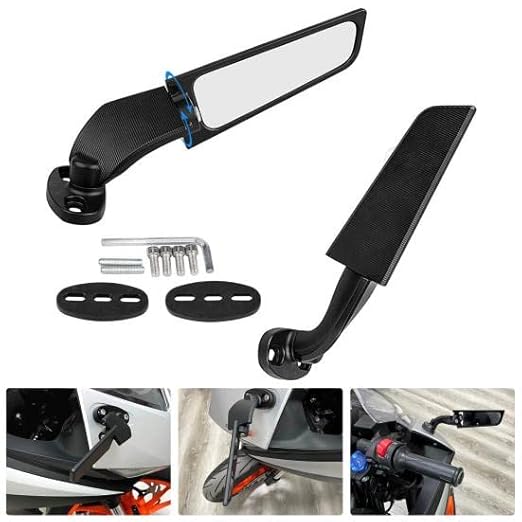 Vagary Aerodynamic Adjustable Wing Mirror For R15 V4, V3, R15 V4M, KTM RC 390,200,125 (Black)