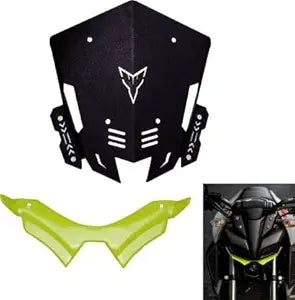 Vagary Combo of Yahama MT 15 Metal Visor Windshield with Winglet Bike Headlight Visor(Green)