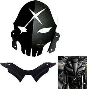 Vagary Combo of Black Metal Visor with Black Winglet for Yamaha MT 15 Bike Windshield