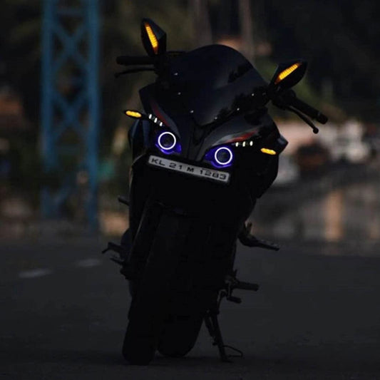 Vagary Blue LED Angel Eyes Ring Light Projector Lens for Bajaj Pulsar RS 200