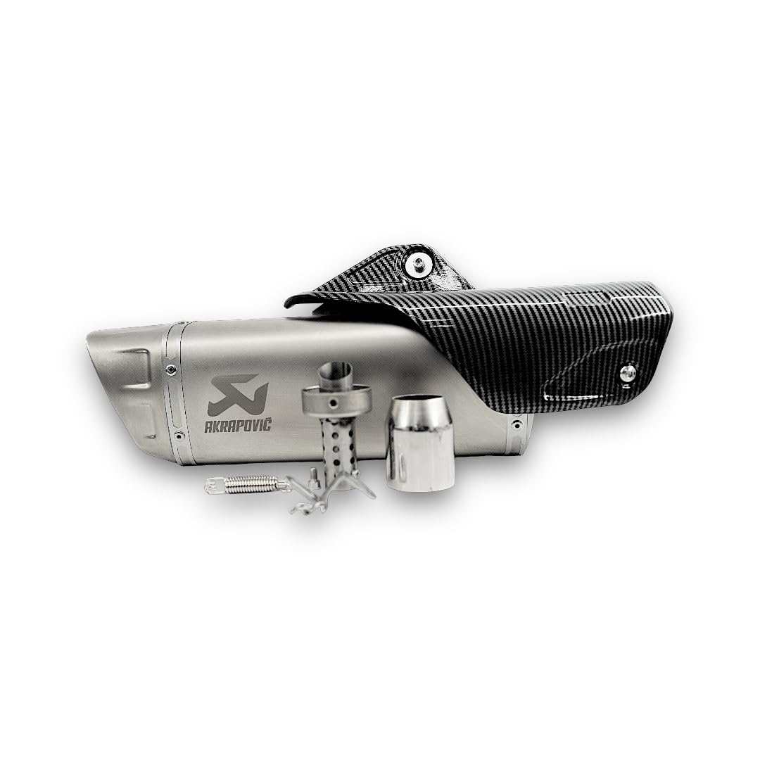 Vagary Kalasnikavo Akrapovic Exhaust High Bass Exhaust Silencer for BMW, KTM, Kawasaki, Suzuki, Bajaj, Yamaha R15, Ninja, CBR, GS, Apache, Duke 390, FZ, Gixxer (Silver)