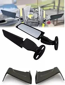 Vagary Combo of Adjustable Universal Motorcycle Rotating Side Wing Rear View Mirror With Bike Wings for KTM, Yamaha, Suzuki, TVS, Bajaj, Kawasaki, BMW Motorrad, Aprilia, Hyosung, Hero, Honda