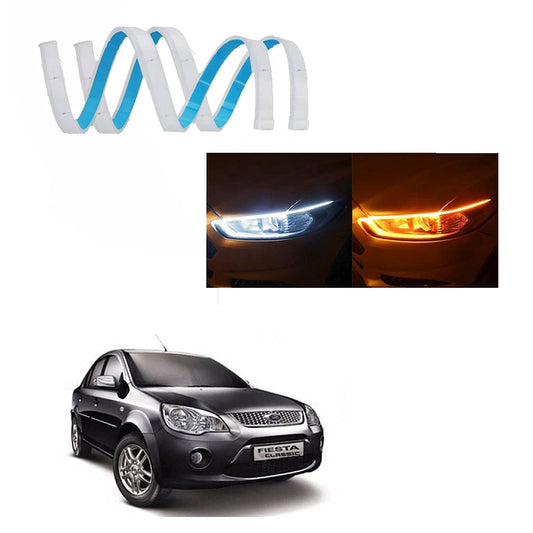 Vagary Car Universal Automatic Daytime Running Light Silicone Light Strip with White Yellow Turn Signal for All Bikes And Cars