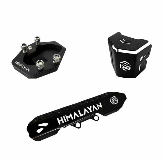 Vagary Combo For Himalayan 450 Bike Complete Black Accessories Combo kit | Rear Oil Container Guard | Side Stand Extender & Master Cylinder Guard (Pack of 3)