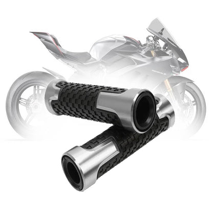 Vagary Aluminum Alloy Motorcycle Handle Grips - 7/8" 22mm Rubber Handlebar Universal Fit for Suzuki, KTM, Yamaha, Ducati, Kawasaki, Benelli, for Honda, Aprilia (Silver)