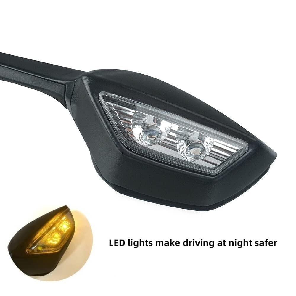 Vagary Adjustable Bike Mirror With Led Turn Light For Kawasaki Ninja Zx 10r Yamaha R15 V3/V4 Rearview Mirror (Black)
