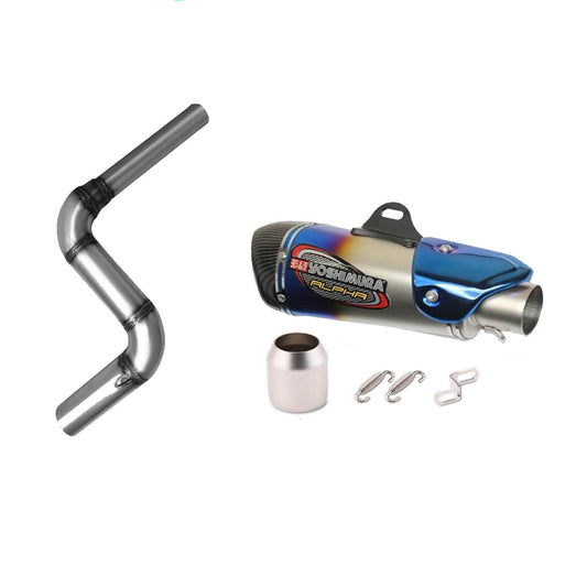 Vagary Full Exhaust Bend Pipe With Alpha Multi Bike Exhaust Silencer for Bajaj Pulsar NS 200, Pulsar 180
