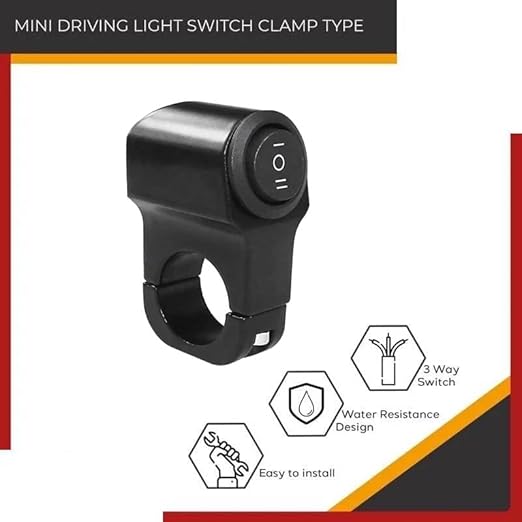 Vagary Motorcycle Handlebar Mount On-Off Button Switch Double Flash Dangerous Lamp Switch Controller Switch (1pc)
