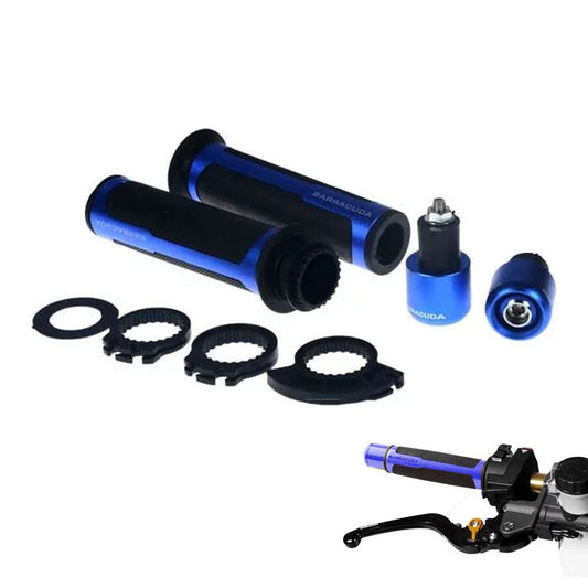 Vagary Barracuda Handle Grip with Metal Handlebar Ends (Blue) Handle Bar Grip for Universal for Bike (Pack of 2)