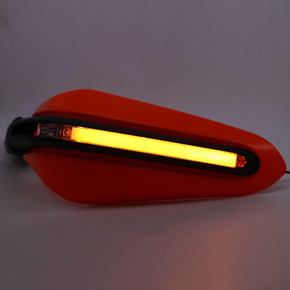 Vagary Universal Motorcycle Hand Guard with LED Indicator Light and Wind Deflector for Brake and Clutch Lever (Orange)