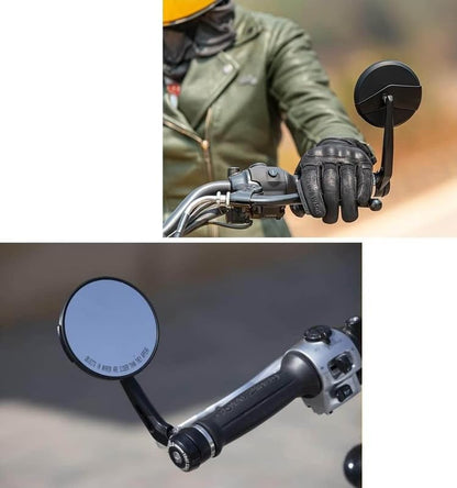 Vagary Handle Round Side Mirrors For Re Bullet Classic 350 Standard Classic 500,Super Meteor 650,Meteor 350,Reborn Classic 350,Hunter 350,Gt Interceptor 650(Black)
