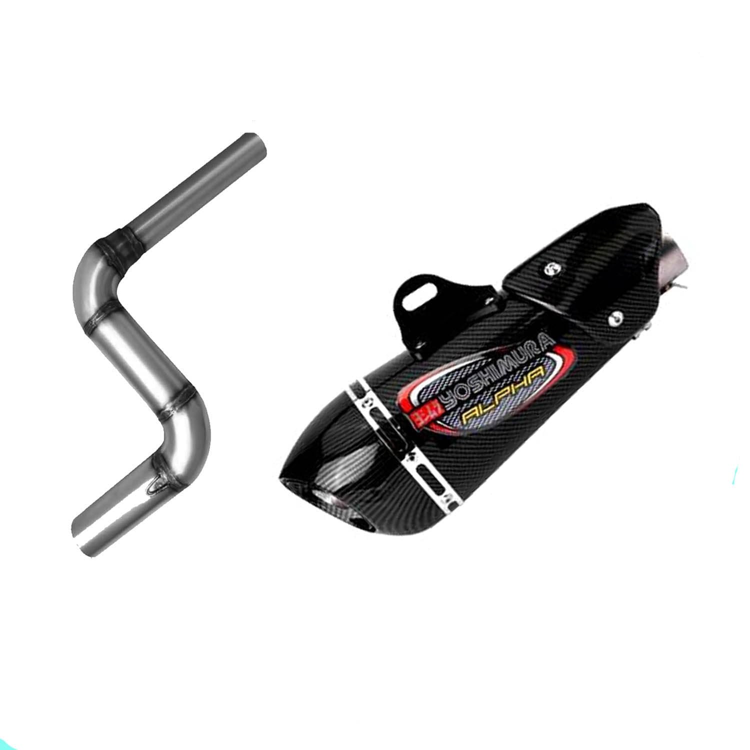 Vagary Full Exhaust Bend Pipe With Alpha Carbon Bike Exhaust Silencer for Bajaj Pulsar NS 200, Pulsar 180