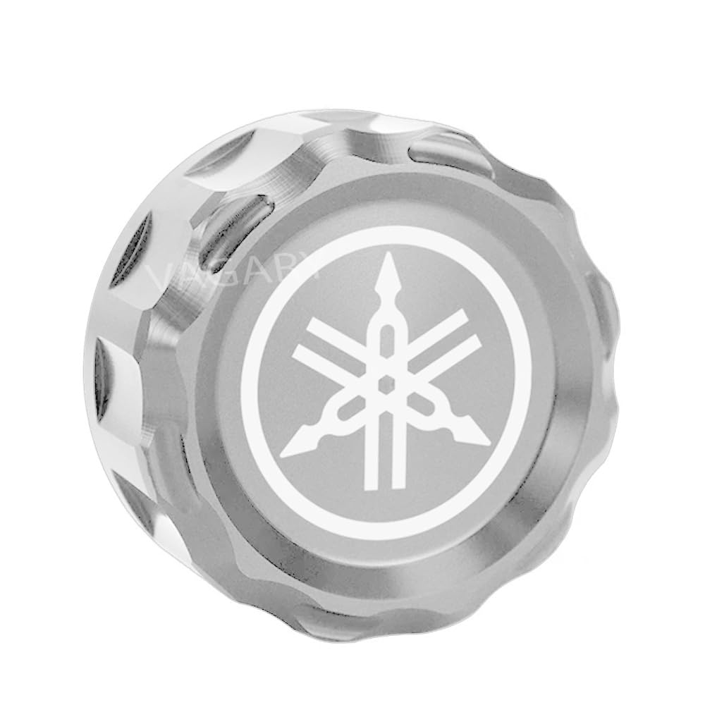 Vagary Fluid Reservoir Cap/Rear Oil Cap for Yamaha R15 V3, V4, R15M, MT-15, FZX, FZ (Silver)