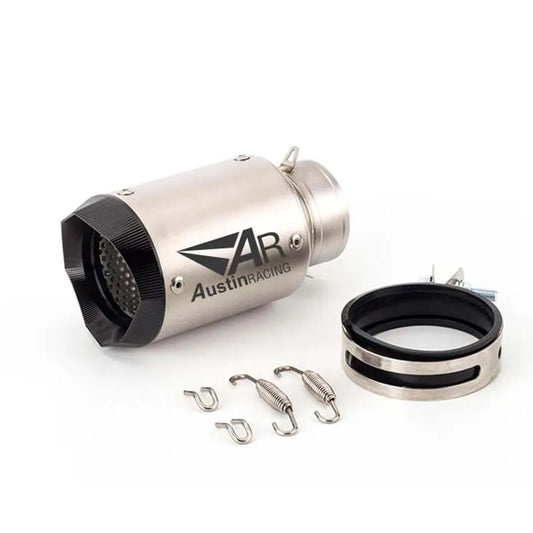 Vagary Universal Austin Racing Sports Silencer/Exhaust Muffler Pipe Kawasaki, Honda, KTM, Suzuki Universal For Bike (Silver)
