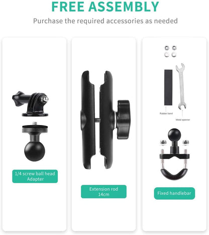 Vagary 360° Motorcycle Camera Mount for GoPro Bike Holder Handlebar Mount Bracket 1/4 Metal Stand GoPro Hero10/9/8/7/6/5/4/3+ Action Cameras Accessory (Fits Bicycle Utv Motorcycle Handlebar Holder)