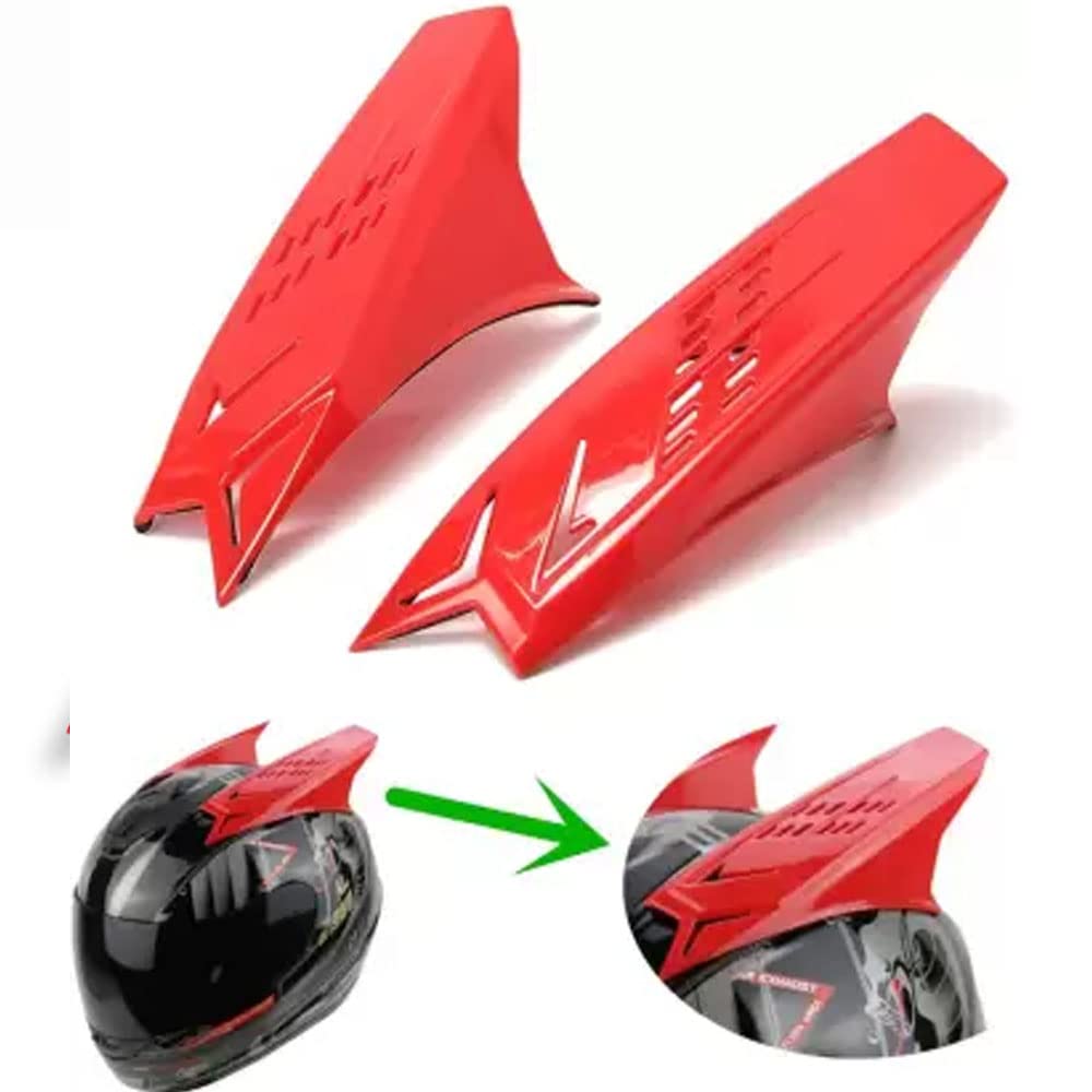Vagary Helmet Horns Punk Style |Helmet Horn |Helmet Antenna | Helmet Spike/Mohawk |Shark Fins (Red)
