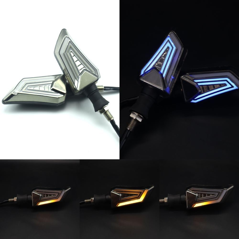 Vagary Imported Waterproof Flexible Running Style Blinker Bright LED Indicators Universal For All Bike Models Motorcycle Turn Signal Lights (Pack of 2, Yellow And Blue)