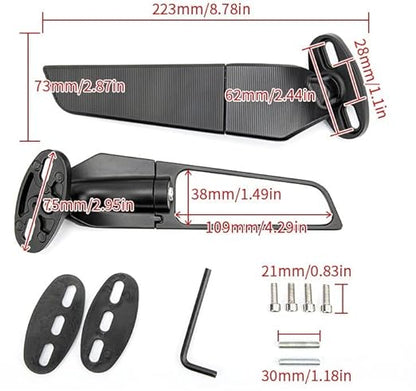 Vagary Aerodynamic Adjustable Wing Mirror For R15 V4, V3, R15 V4M, KTM RC 390,200,125 (Black)