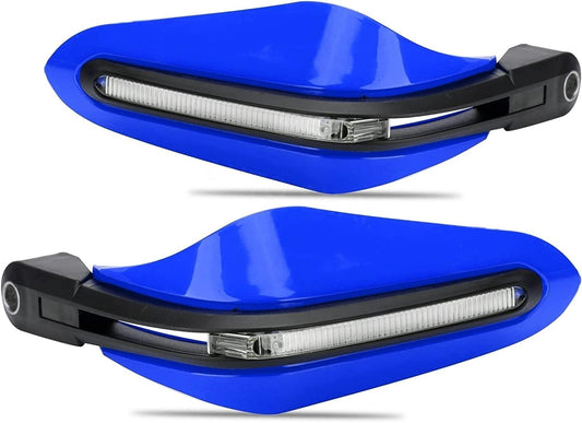 Vagary Universal Motorcycle Hand Guard with LED Indicator Light and Wind Deflector for Brake and Clutch Lever (Blue)