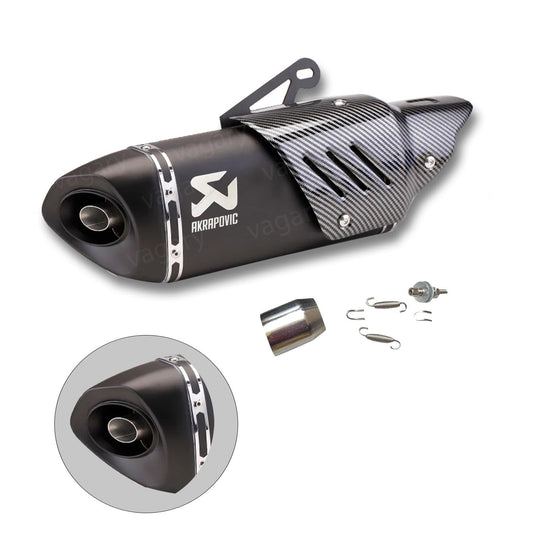 Vagary Akrapovic Exhaust Universal Hexa Cut Slip On Exhaust Silencer Muffler Pipe (BLACK)