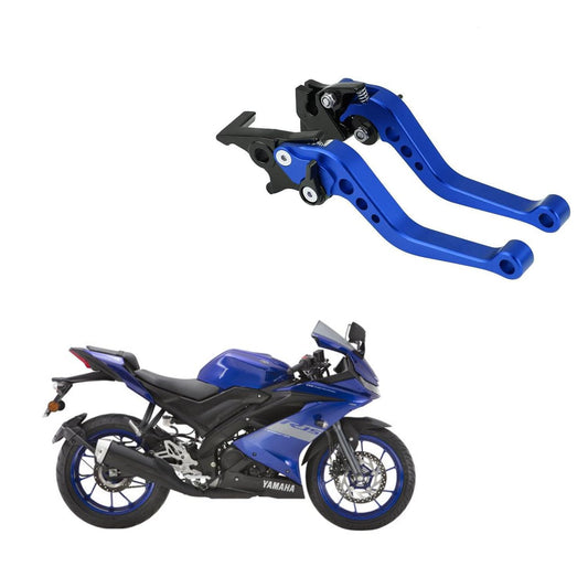 Vagary Blue Adjustable Clutch and Brake Lever for Yamaha R15 V3 ABS (Full Metallic CNC Material)