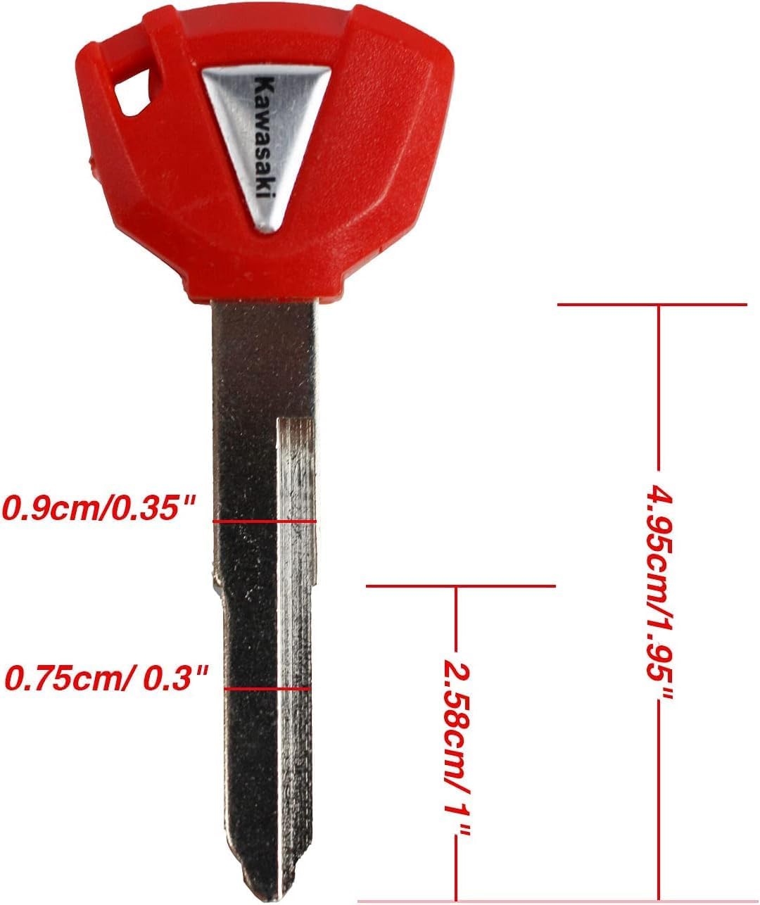 Vagary Blank Blade Uncut Bike Key for Kawasaki Z650 Z900 Z1000 Ninja ZX-6R ZX-7R ZX-9R ZX-10R ZX-12R ZX-14R (1PC)-RED